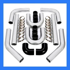 8PC 3" inch Aluminum Turbo Intercooler U Pipe Silicone Hose T-Clamp Kit Set