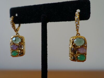 Alexis Bittar Metallic Small Drop Clutch Earrings. New