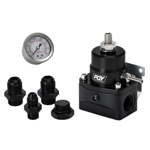 Universal Adjustable Fuel Pressure Regulator Gauge EFI Bypass FPR Kit Aluminum - Picture 1 of 10