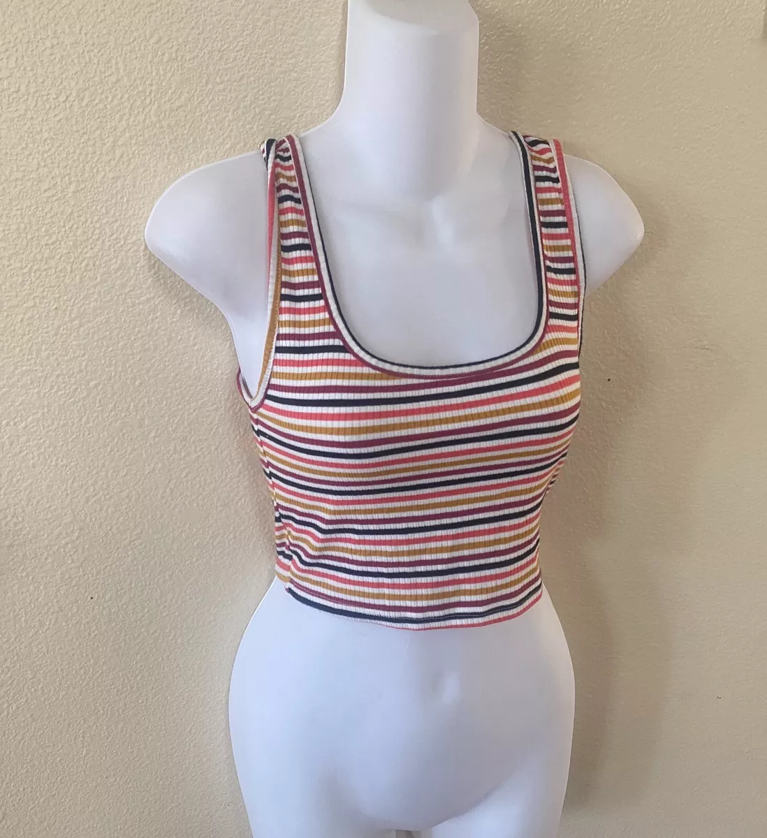 Express One Eleven Crop Top Striped ribbed shirt Women s Size XS