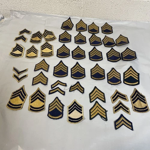 US Army WW2 1950’s Military Uniform Patches Lot x43 Sets Rank Yellow Black Vtg