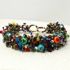 Cluster Beaded Bracelet Statement Jewelry Colorful Seed Bead Boho