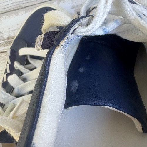 Tory Sport Tory Burch Ruffle Sneakers Sz 8? Navy Blue Lace Up Leather Low Top - Picture 6 of 15
