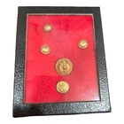 FRAMED DISPLAY OF 5 CIVIL WAR U.S. EAGLE BRASS BUTTONS - OLIVE BRANCH & ARROWS