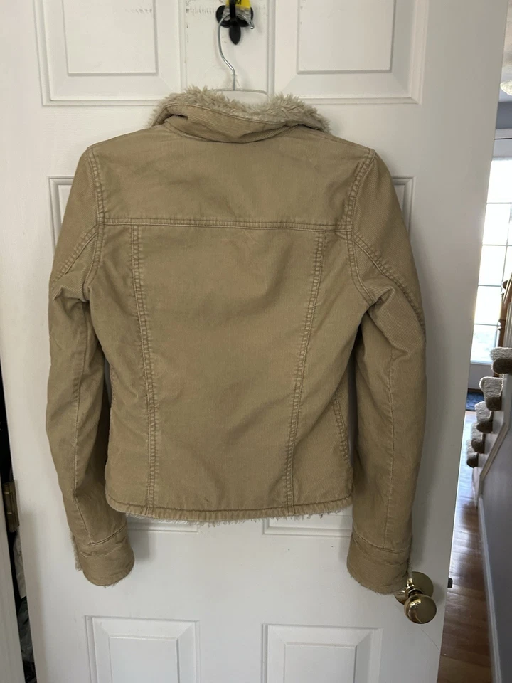 Chaqueta de Pana Forrada Sherpa Abercrombie Fitch Para Mujer’s S Marrón/Tostado Y2K De Colección Foto 3 de 4