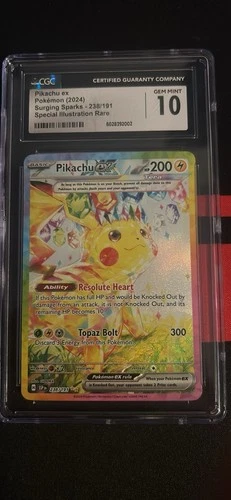 CGC 10 Gem Mint Pikachu 238/191 Pokemon Surging Sparks Special Illustration Rare