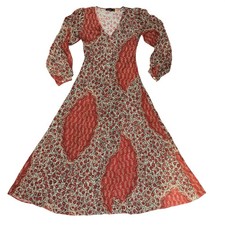 Polo Ralph Lauren Dress Womens Large Multicolor Floral Boho Fit & Flare Midi