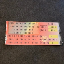 David Gilmour Concert Ticket Stub 1984 San Diego Open Air Theatre Pink Floyd