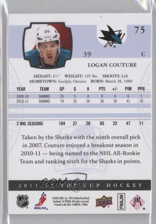 2011-12 Upper Deck The Cup Gold Spectrum /25 Logan Couture #75 - Image 2 of 2