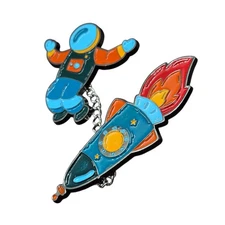 Loot Crate DX 2019 Astronaut Rocket Enamel Pin Set Space Cosmic Bound New 