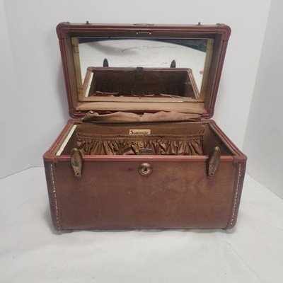 Vtg 1950's SAMSONITE Train Case SHWAYDER BROS Denver Brown Hard