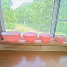 Pyrex Flamingo Pink Nesting Mixing Bowls Set 1950s