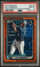 2024 BOWMAN COLT EMERSON ORANGE SHIMMER CHROME REFRACTOR /25 BCP-10 MARINERS