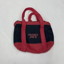 SMALL 🔥TRADER JOE'S Red & Black Micro Tote Shopping Mini Grocery Bags Coin Bag