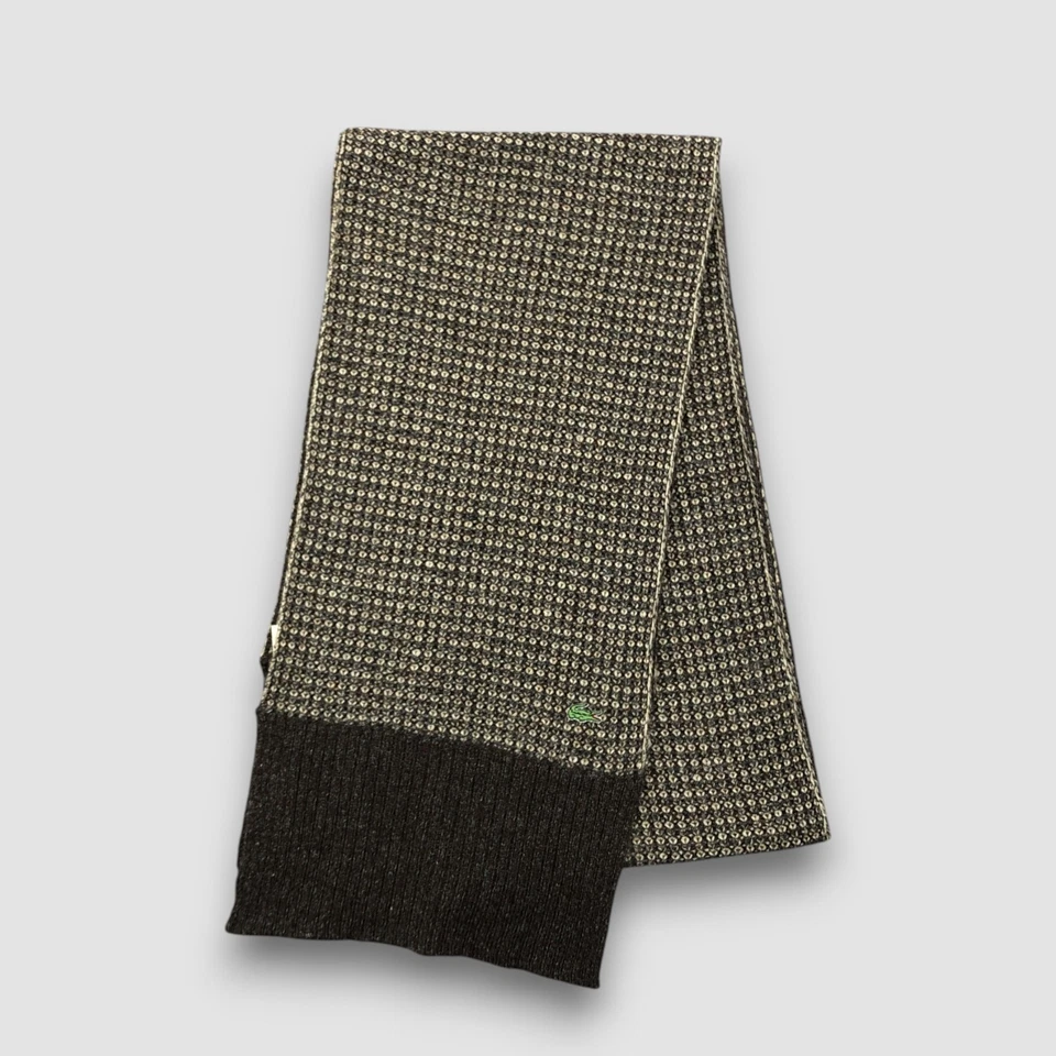 Bufanda de lana vintage Lacoste clásica acanalada tejida invierno calentador cuello bufandas Foto 2 de 4