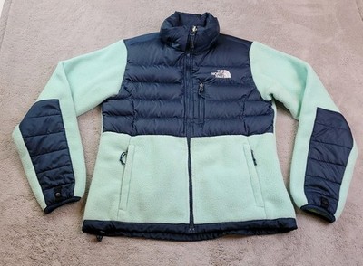 The North Face Denali 550 Down Jacket Womens Small Blue Polartec Fleece Full Zip