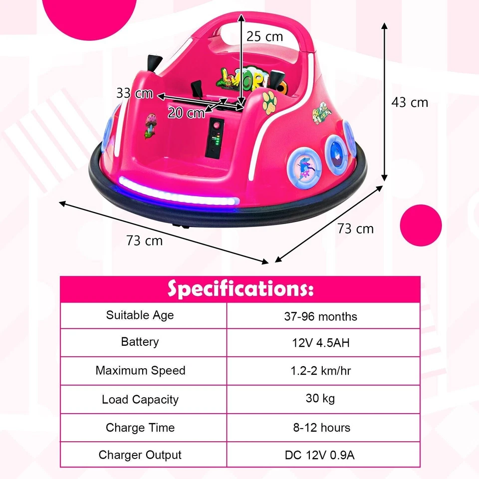 COSTWAY 12V Electric Ride On Bumper Car Kids 360° Swivel 12V Ride On Toy - Image 2 of 4