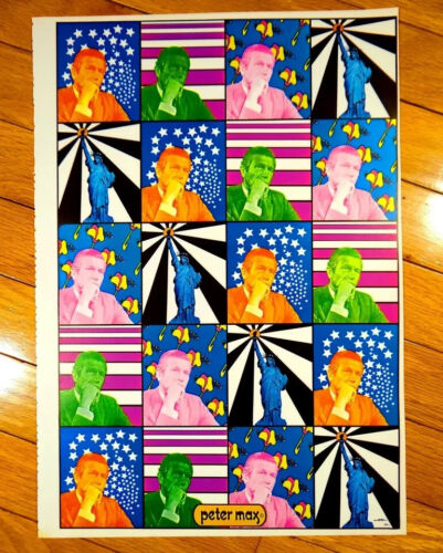 2 Original 1970 Psychedelic Peter Max Posters MAYOR LINDSAY & 1 2 3 INFINITY Lot - Picture 3 of 4