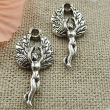 Free Ship 150 pcs tibetan silver angel charms 27x13mm L-407