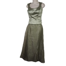 2 pc Bill Levkoff Green Sleeveless Formal Party Dress Gown Women Size 6