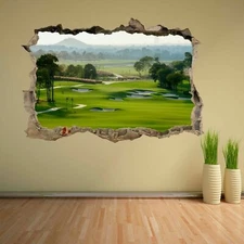 Golf Course Green Bunkers Trees Wall Sticker Mural Decal Home Office Decor BF19