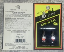 2 Packs JB Lures Gem N Eye Ice Fishing Jigs #8 Red Glow