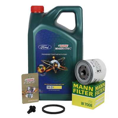 Mann Ölfilter + 5L Castrol 5W-20 ECO BOOST für Ford S-Max Modeo Kuga + Schraube