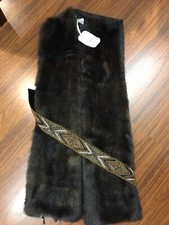 Ecopelliccia Antracite Gilet “Rame” Damascato Mantella Con Cintura Stola