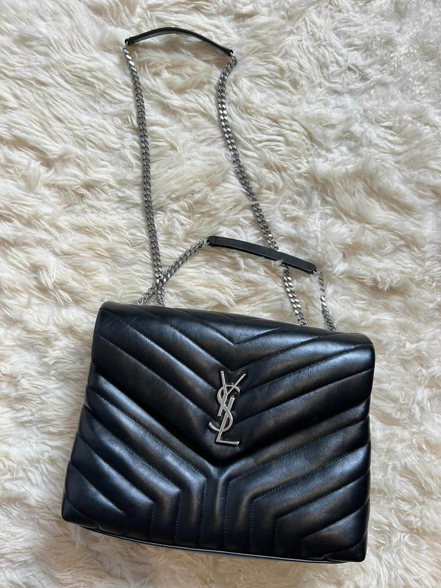 Ysl (Saint Laurent) Loulou Black Leather Chain Shoulder Bag w/ Dust Bag