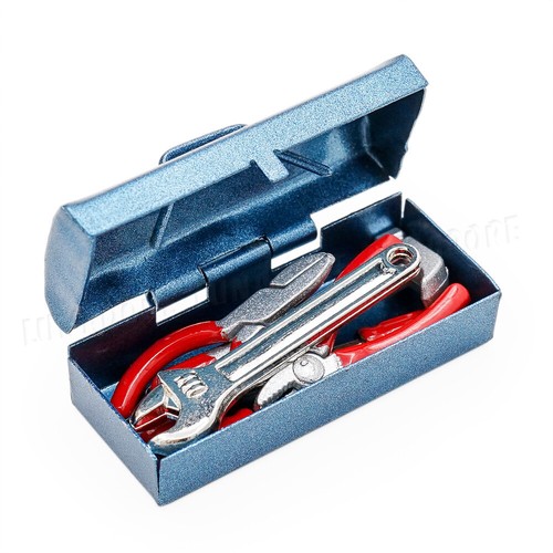 7PC Dollhouse Miniature 1:12 Scale Toolbox Metal Tools Kit Wrench Accessories - Picture 1 of 9