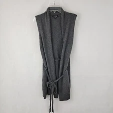 A PEA IN THE POD Womens Sweater Sz SMALL  100% Cashmere GRAY Sleeveless Belted