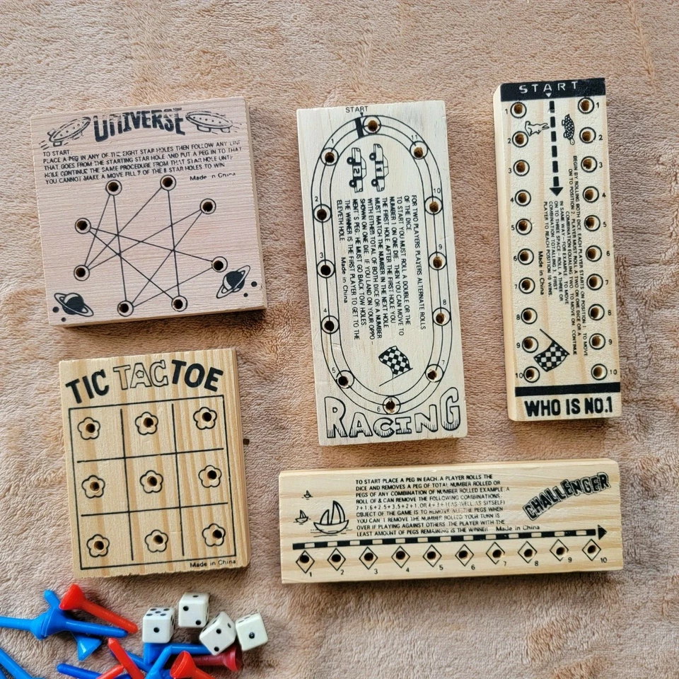 Set of 5 Vintage Peg Games w/ Tees Dice Restaurant waiting room - Image 3 of 4