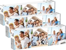 3 Pack Acrylic Magnetic Photo Frame 2x6 Free Standing with UV Protection