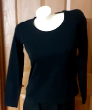 Talbot's Petites Black Scoop Neck Long Sleeve Tee Misses Size P