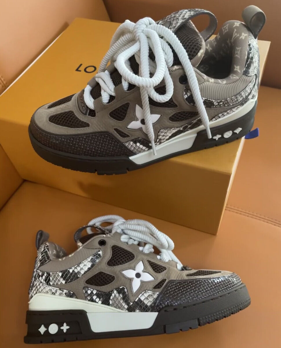 Louis Vuitton Skate Sneaker Brown Snakeskin Uk4 Woman 38 Louis Vuitton Skate Sneaker Brown Snakeskin Uk4 Woman 38