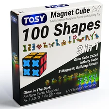TOSY Magnet Cube 2X2 - 8 Blocks, 2 in 1 Toy: 2X2X2 Puzzle Cube and Customizable