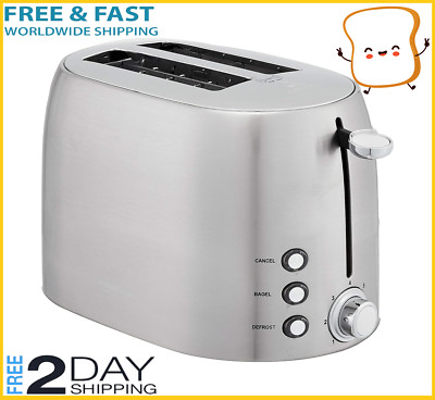 Stainless Steel Toaster | 2 Slice | Extra Wide Slots for Toasting Bagels, Breads