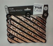 Zipit Metallic Gold 3 Ring Pouch Pencil Case One Long Zipper Back To School