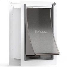 Baboni Pet Door For Wall Large Double Flap Steel Frame Dogs Up To 100Lb