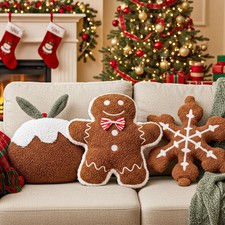 3 Pcs Christmas Gingerbread Pillows Gingerbread Men Snowflake Pudding Shaped ...