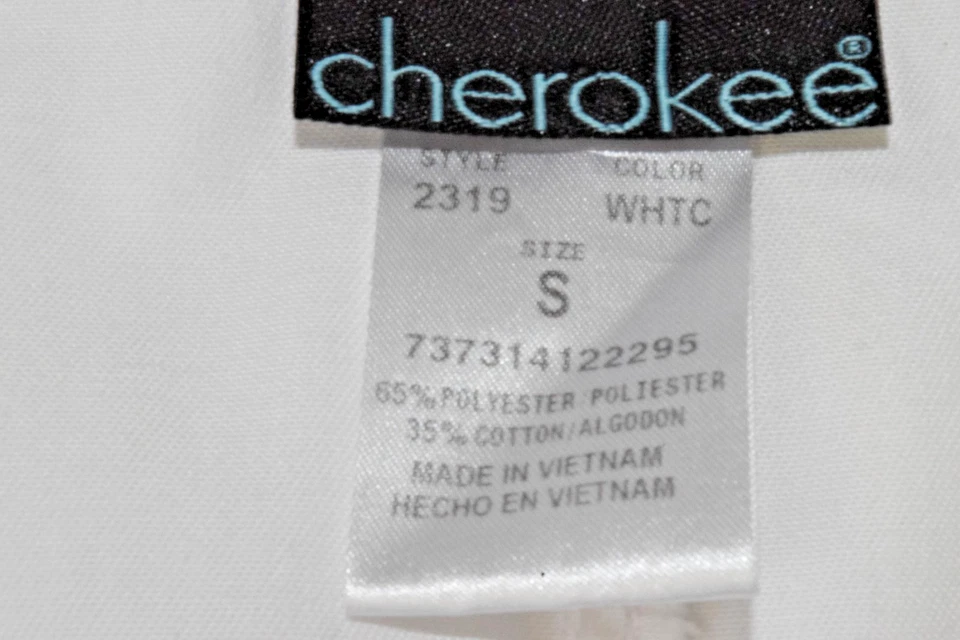 Cherokee Lab Coat 36 Size S Style 2319 White Notched Lapel Back Princess Seams - Image 4 of 4