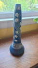 Weller Pottery Hudson Bud Vase 11” Blue w/ HP flowers