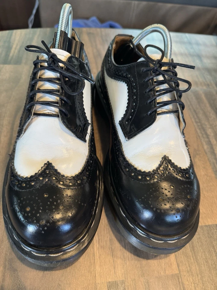 Zapatos Bex Vintage Dr Marten Punta de Ala 3989 - Blanco y Negro - Reino Unido Talla 7 Foto 3 de 4