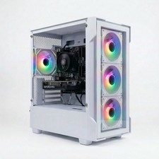 White Gaming PC RTX 3050 Intel i7 32GB RAM 1TB SSD Windows 11 Desktop WiFi RGB