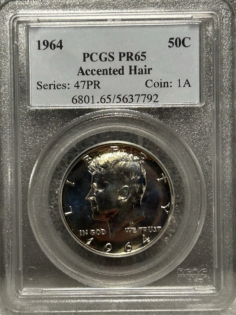 アメリカ 1964 ケネディ アクセントヘア プルーフ銀貨 PCGS PR65
