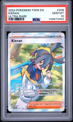 2024 POKEMON TWM EN-TWILIGHT MASQUERADE ULTRA RARE #206 KIERAN PSA 10