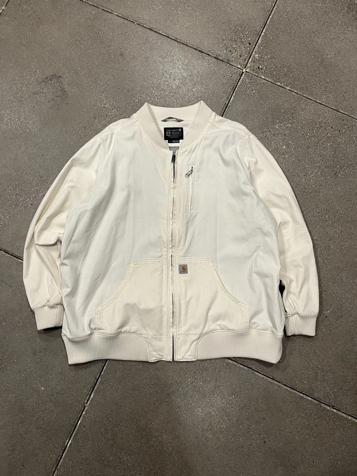 Carhartt Canvas Bomber Jacket Cream Relaxed Fit Mesh Lined 3XL
