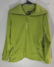 Lands' End Green Fleece 1/4 Zip Ribbed Collar Pullover Sweater Size 10-12