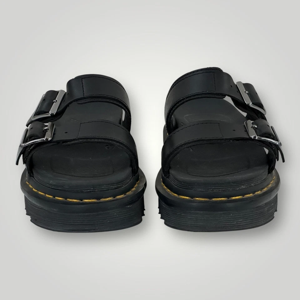 Dr. Martens Myles Sandals Womens  5 - Mens 4 Black Double Buckle Platform Slides - Image 2 of 4