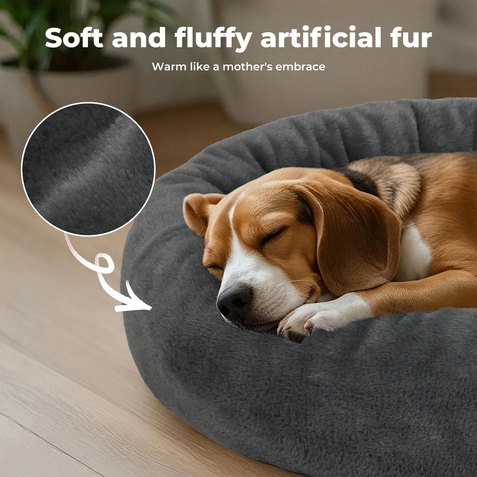 Skylos Washable Donut Dog Bed Large Small  Pet Calming Beds Anti Anxiety Plush - Image 3 of 4